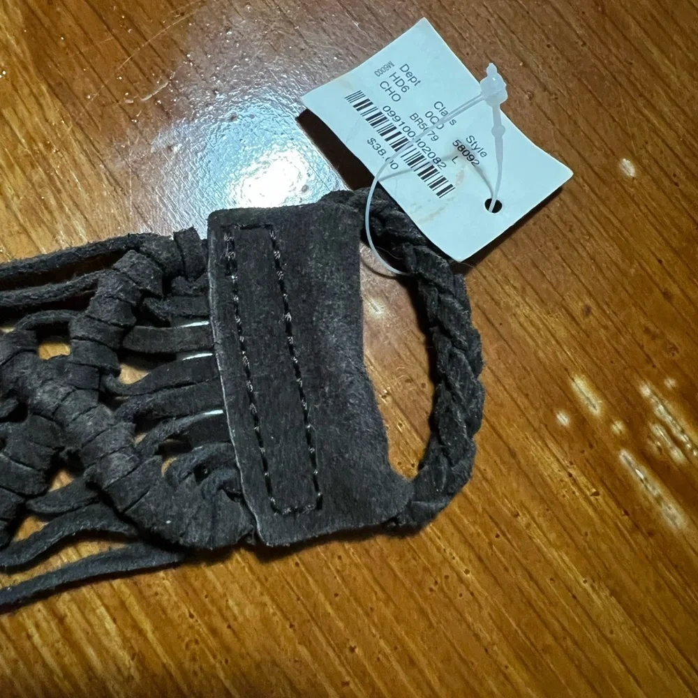 J. Crew Dark Brown Woven Suede Belt Coastal Cowgirl Rodeo Country Western Fringe - Picture 4 of 10
